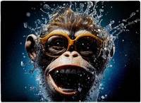 Warren Reed Splashart Cheeky Chimp Face With Chopping Board