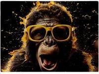 Warren Reed Splashart Monkey Face With Yellow Chopping Board
