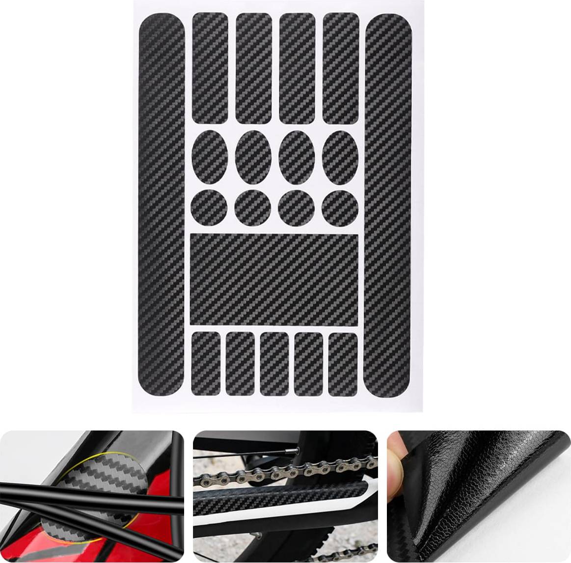 Shein Carbon Fiber Pattern Bicycle Frame Sticker