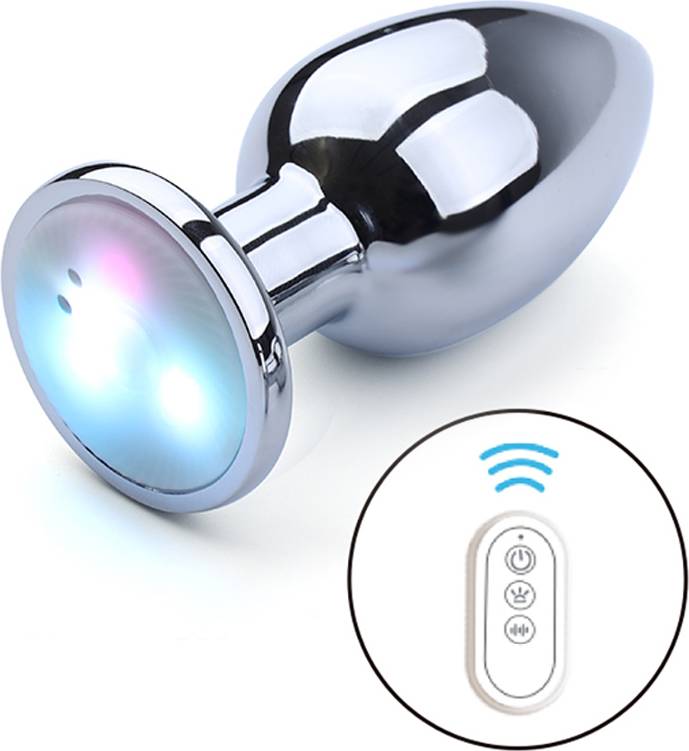 Vibrating Aluminium LED Buttplug Medium