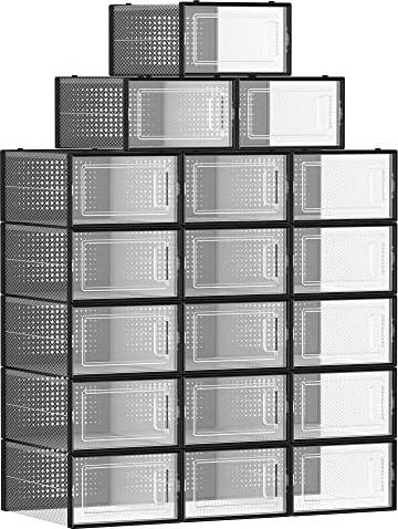 Songmics Transparent Stackable Boxes 12 Set Shoe Rack