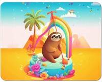 Warren Reed Sloth On A Beach Holiday Place Mat Red, Multicolour
