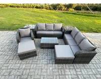 Rattan lounge set 9 seat Fimous 9 Rattan Outdoor Lounge Set
