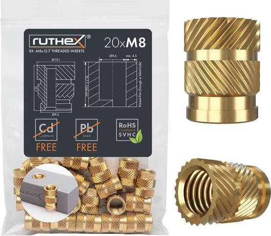 Ruthex Threaded Inserts M8 20 Pieces