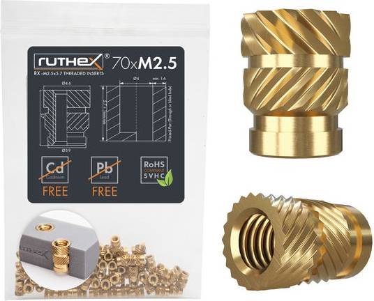 Verbatim Ruthex M2.5 Threaded Inserts 70 Pieces