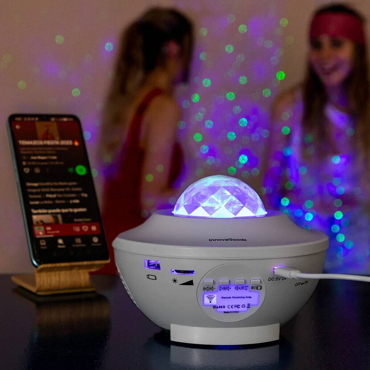 InnovaGoods LED Star Projector with Bluetooth Speaker