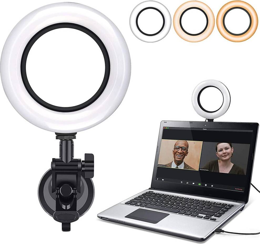Video Conference Lighting Kit, Computer/laptop Monitor Led Video Light Dimmable Ring Light