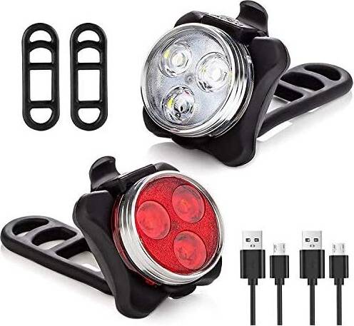 Bike Light Set - Front and Rear, Rechargeable, Waterproof