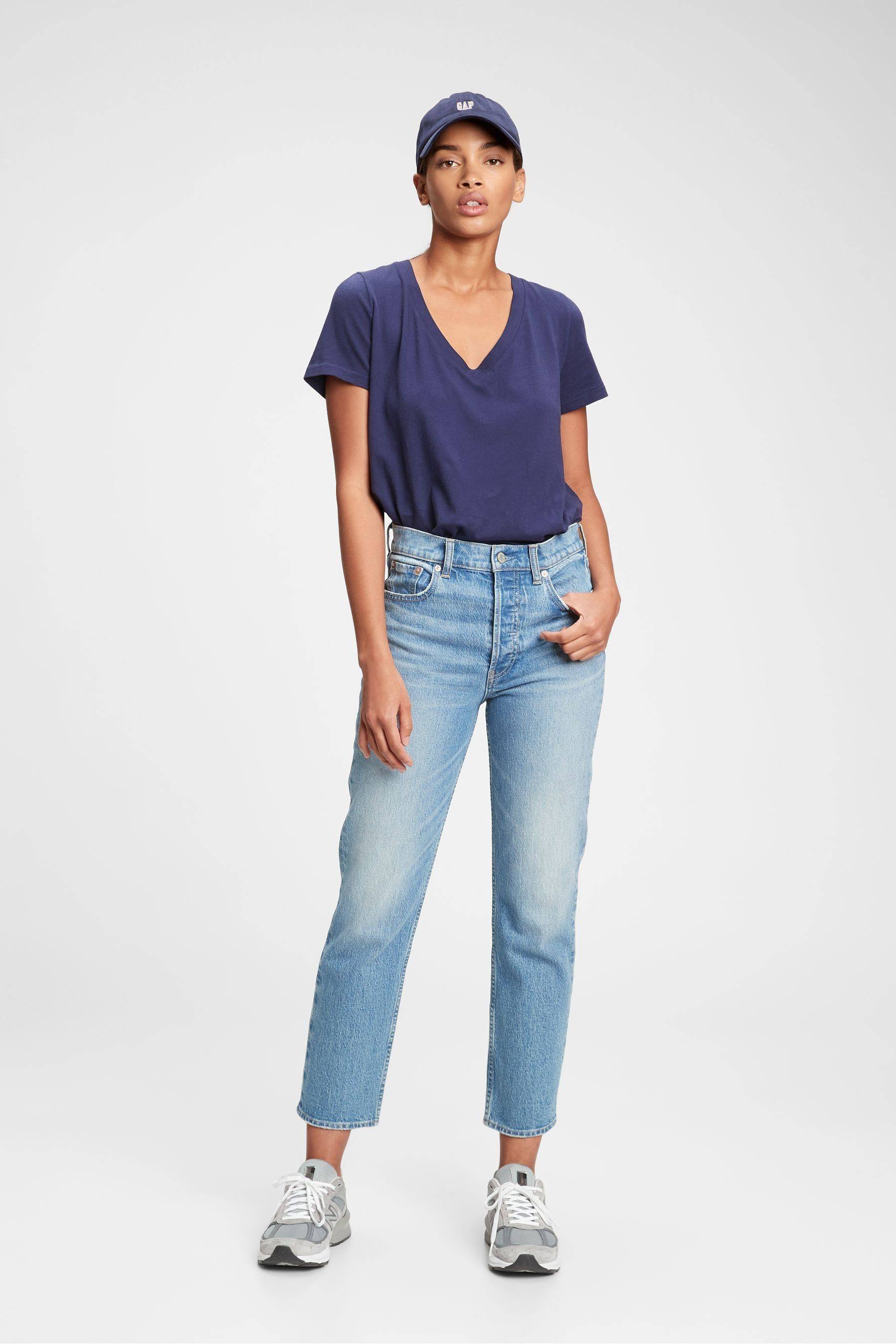 Basic V-Neck Tee - Navy