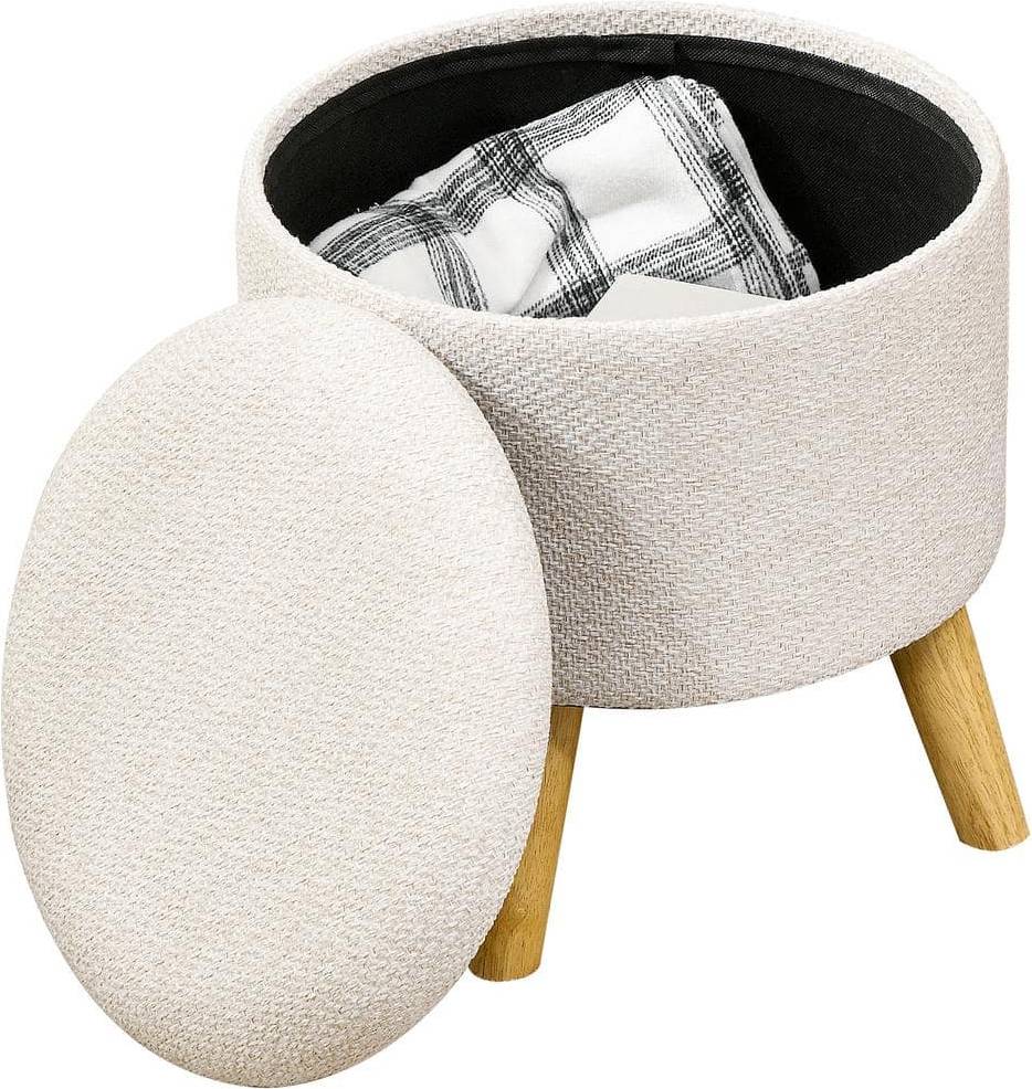 White cube storage Homcom Round Storage Ottoman Cream Foot Stool