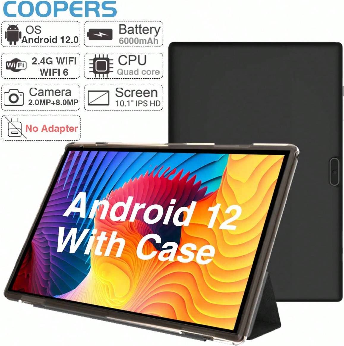 Shein Coopers 10 Inch Android 12 Tablet With Case, RK3326S 32GB