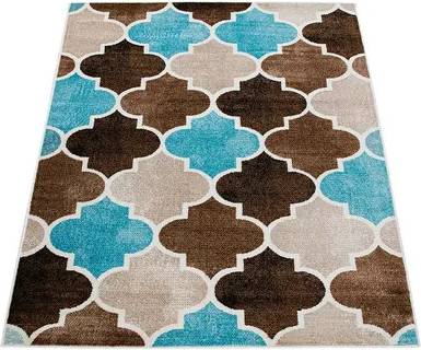 Colorful Area Rug Modern Moroccan Pattern Accents