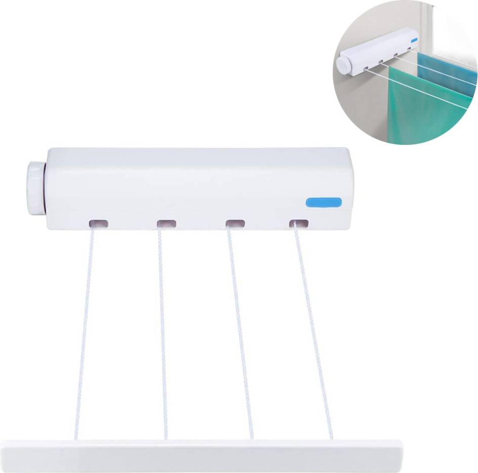 Towel drying rack LimbO Spring Automatic Retractable Four Thread Clothesline Drying Rack Towel Rack with Hooks Drying Rack Punch