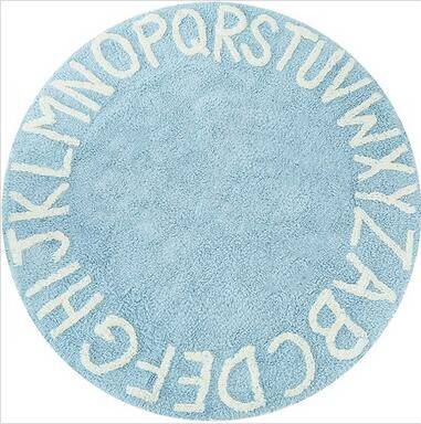 LimbO Kids Rug Alphabet Educational Area Rugs For Infant Play & Plush Mat,Blue