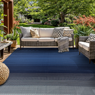 World Rug Gallery Contemporary Stripe Blue