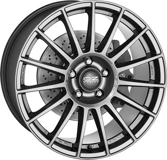 OZ Racing Superturismo Dakar Alloy Wheels In Matt Graphite Silver Lettering Set 4