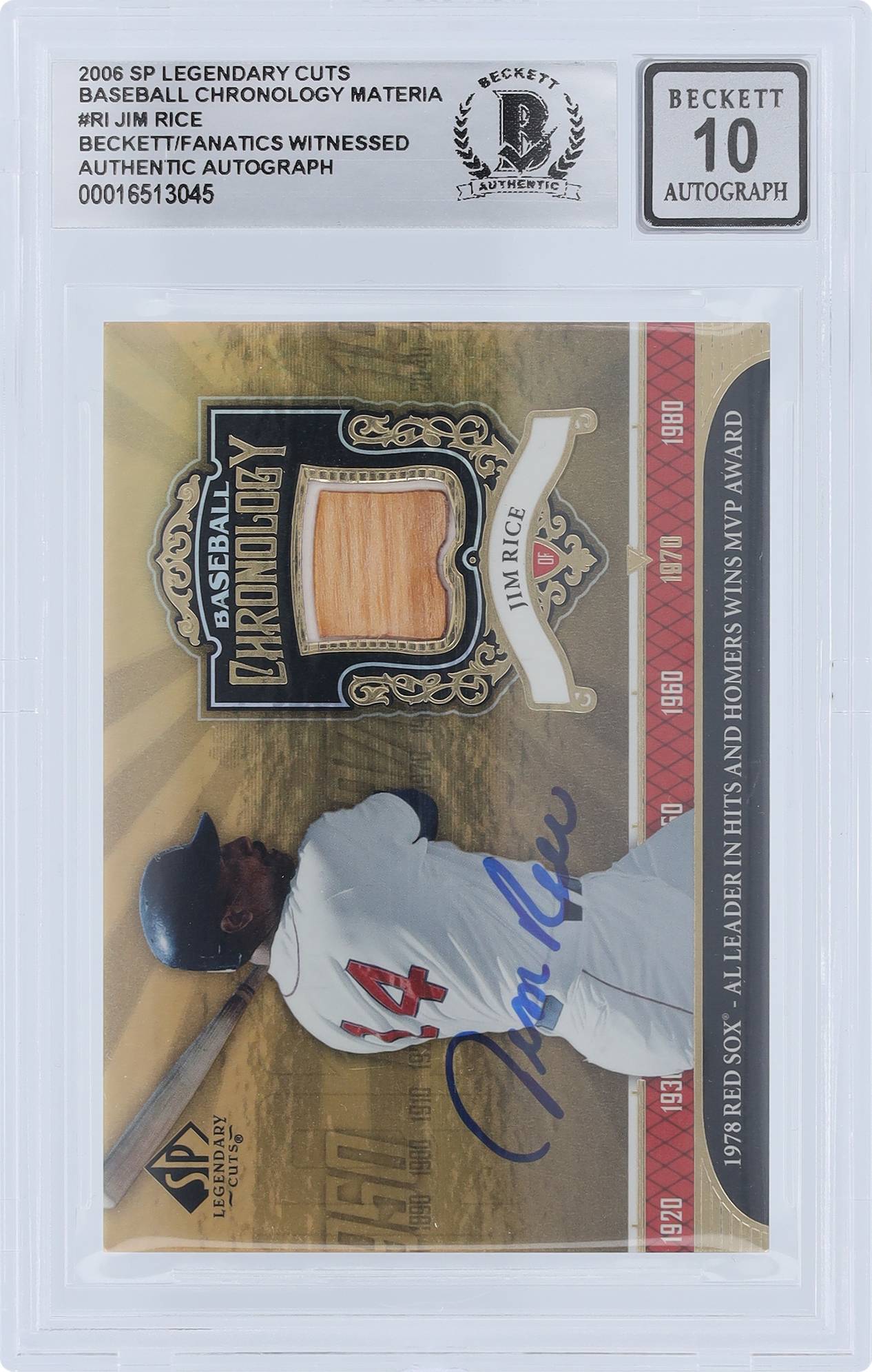 Upper Deck Jim Rice Boston Red Sox Autographed Baseball Card