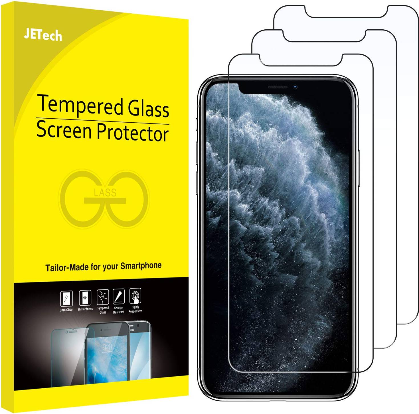 JeTech Screen Protector iPhone 11 Pro Max 6.5 Inch 3-Stuks