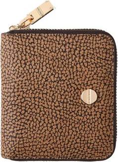 Borbonese Compact Zip-Around Wallet with Rfid Shielding - Brown