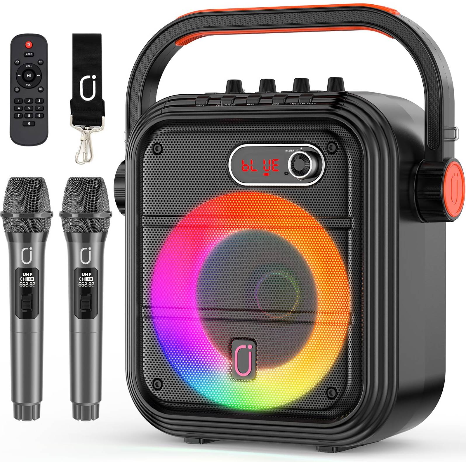 Karaoke machine JYX Karaoke Machine With 2 Wireless Microphones RGB Light PA System
