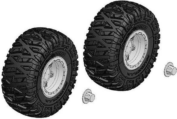 Corally Team Tire Rim Set Truck Chrome Rims