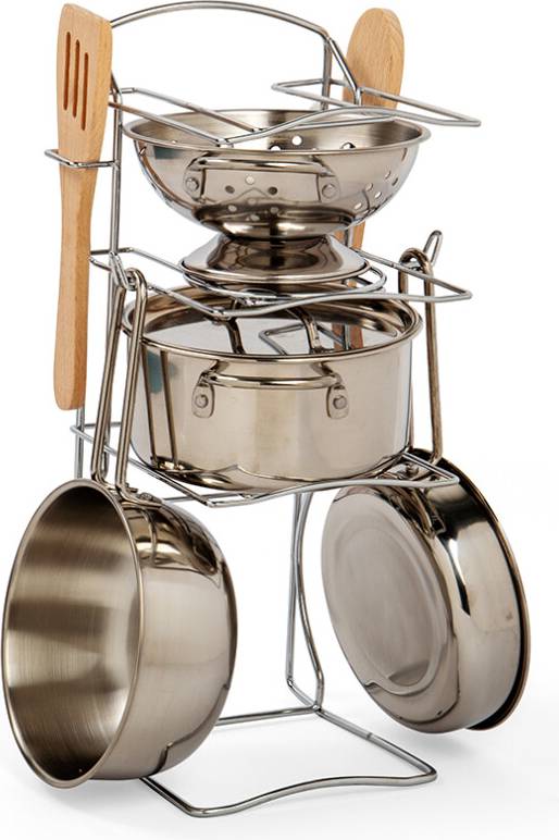 Bigjigs Cooking Pot Rack 8 Piece Set