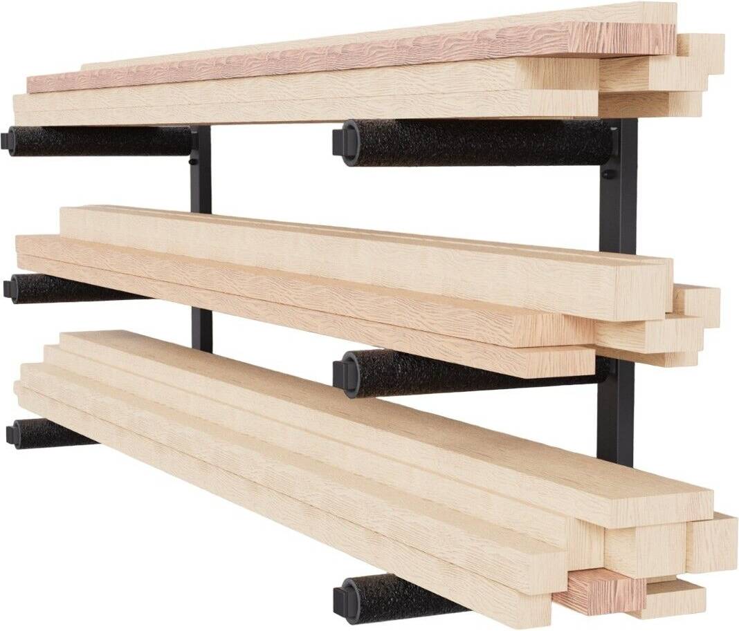 Garage wall shelving QLS Wall Mount Workshop Shelf 3 Levels Shelving System
