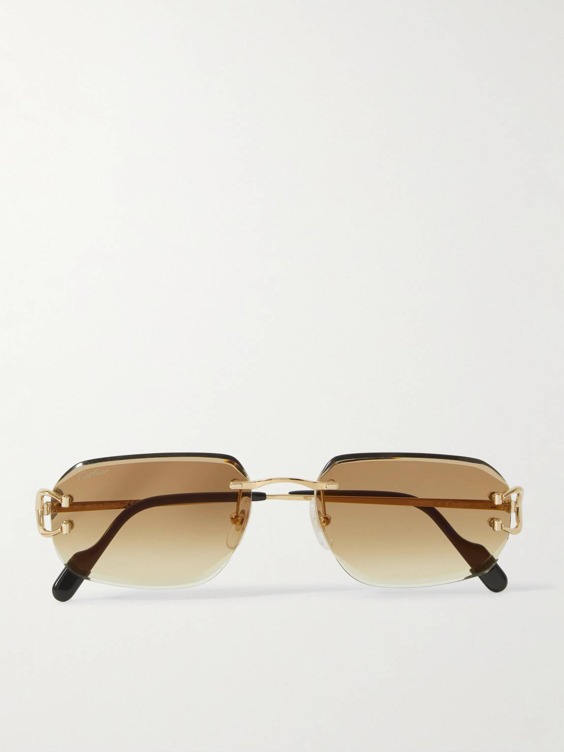 Cartier frame Cartier Signature C Rimless Rectangular-Frame Gold-Tone Sunglasses