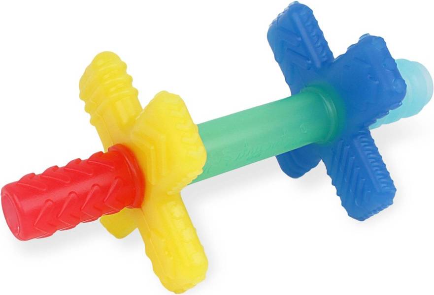 Itzy Ritzy Teensy Tubes Rattle and Teether Blue and Red