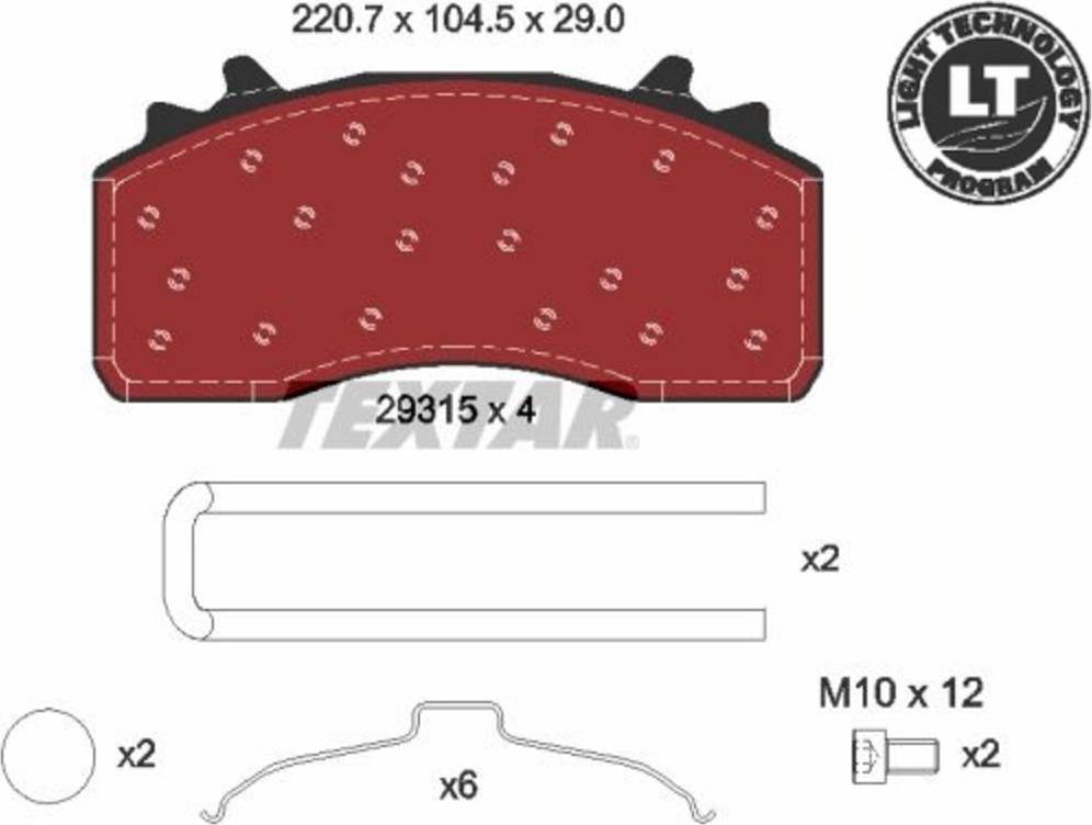 Textar Brake Pad Set Disc 2931501