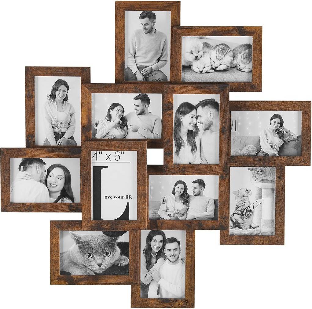 Songmics Picture Collage Set 4 x 6 Inch Rustic Brown Photo Frame