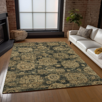 Washable rugs Addison Rugs Machine Washable Vintage Black, Gray