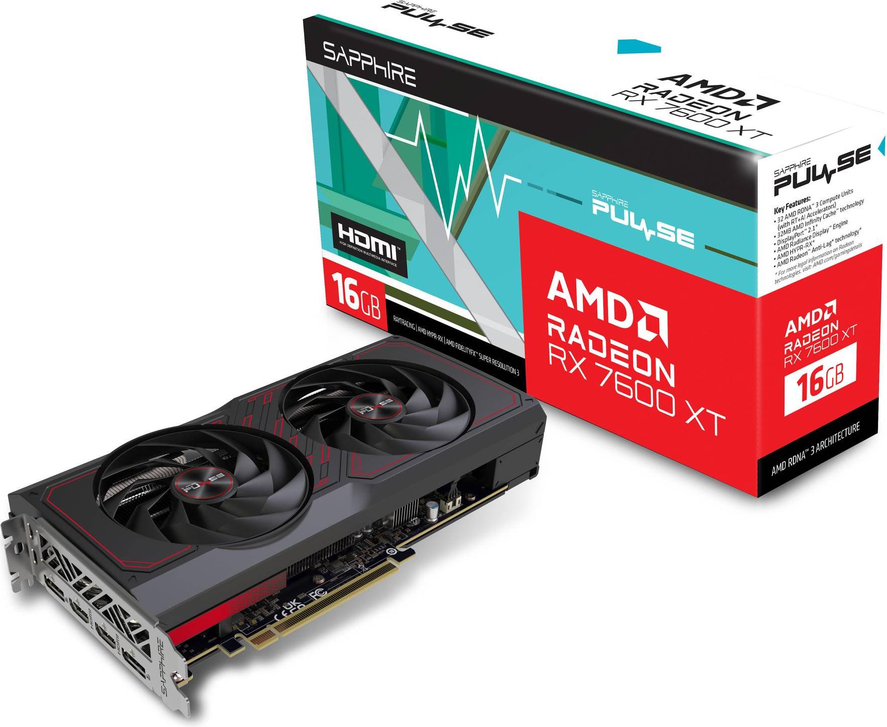 Rx 7600 Sapphire Pulse Radeon RX 7600 XT 2xHDMI 2xDP 16GB