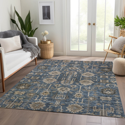 Addison Machine Washable Traditional Blue