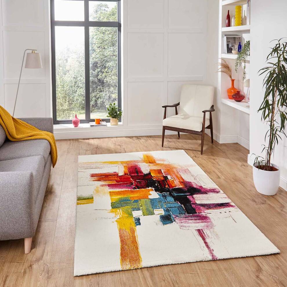 Think Rugs Sunrise Abstract White cm