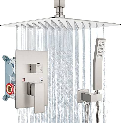 Aolemi Ceiling Mount Brushed Nickel Shower System