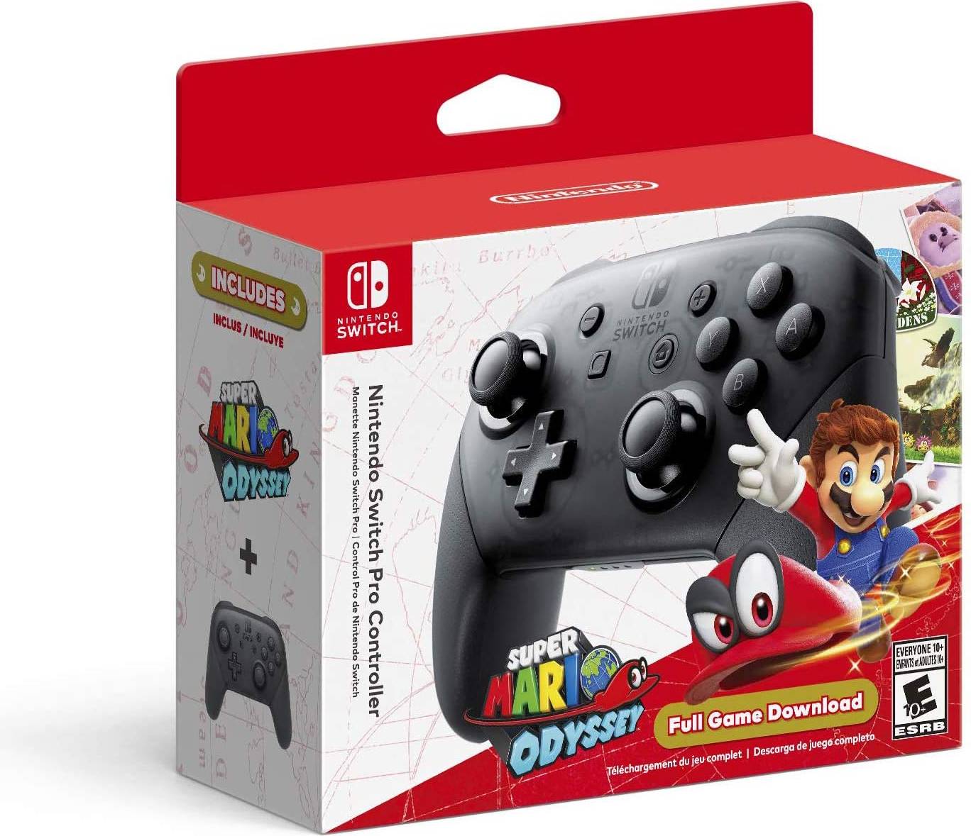 Nintendo Switch Pro Controller with Super Mario Odyssey Full Game Download Code