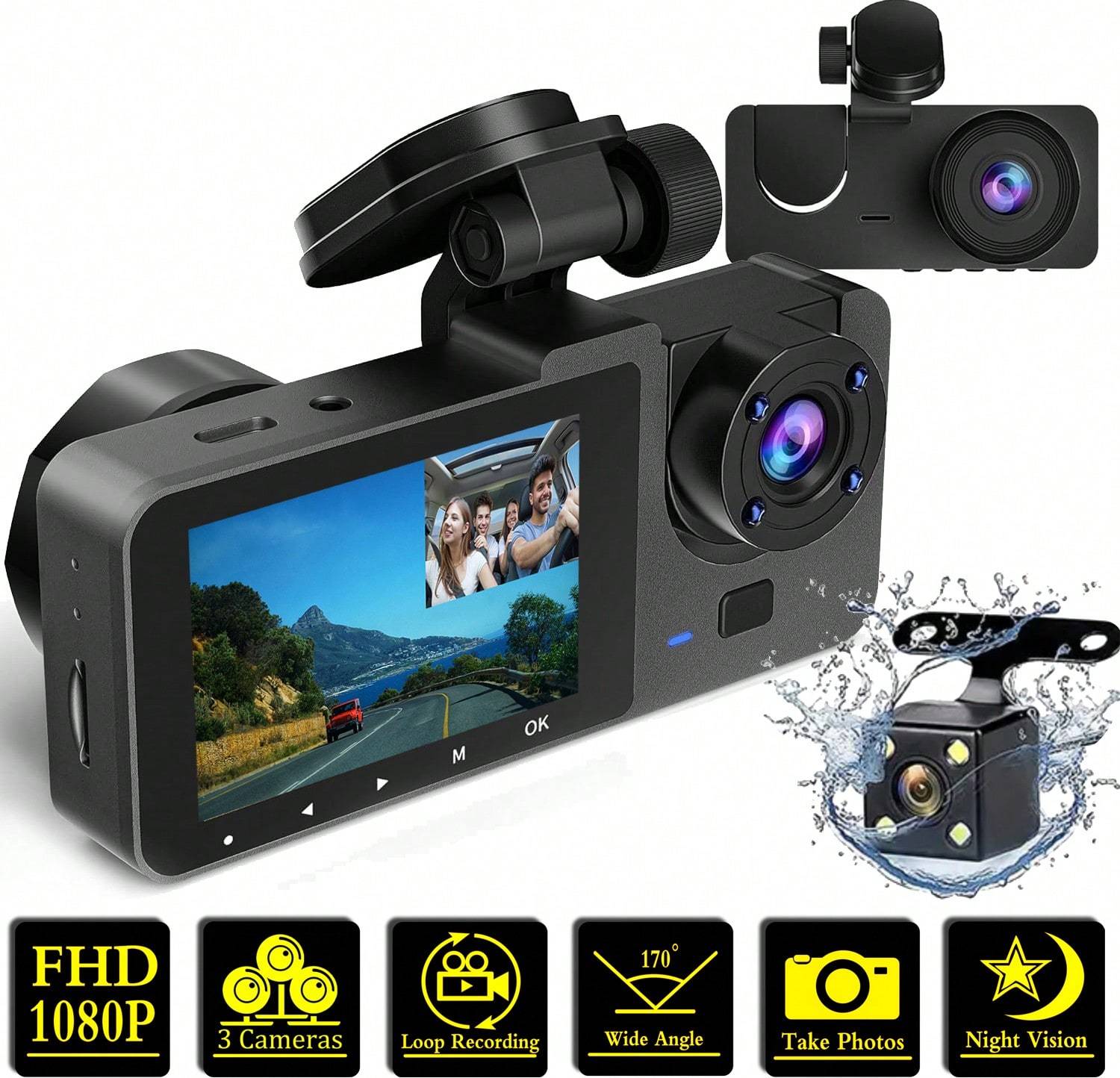 Dash camera front and rear Shein pcDash Cam Front And Rear Inside Lens Dash Camera For Cars P Loop