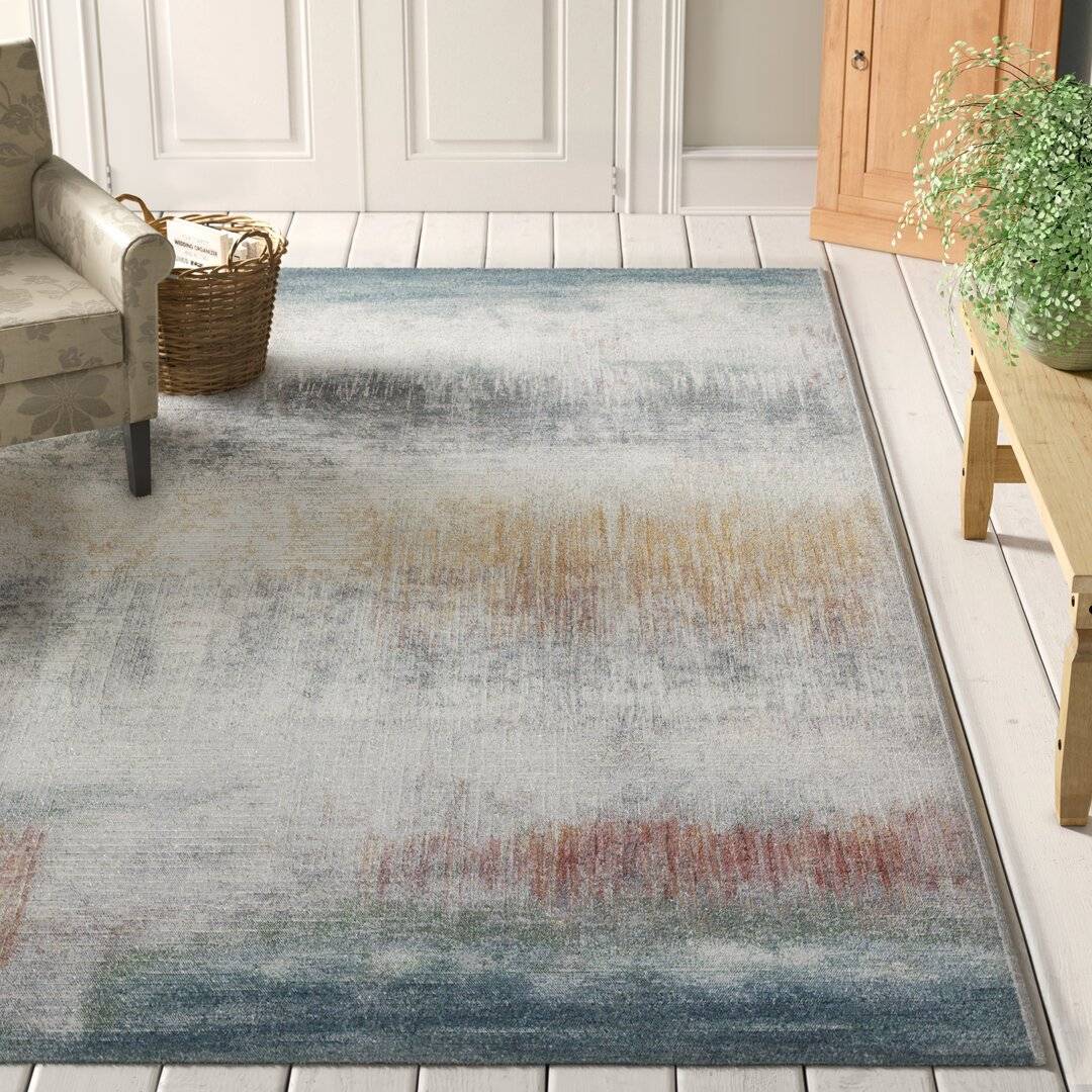 Mercury Row Gilberton Abstract Blue/Grey Rug