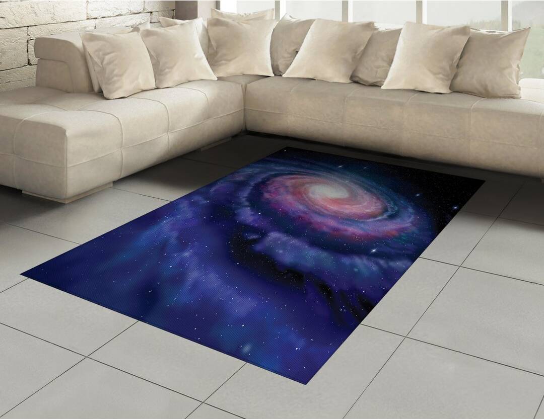 Happy Larry Galaxy Area Rug Nebula In Outer Space Purple