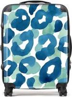 Warren Reed Watercolour Leopard Print Suitcase Blue
