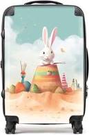 Warren Reed Rabbit On A Beach Holiday Suitcase Yellow
