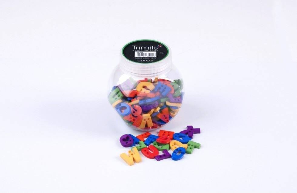 Trimits Jar Buttons Assorted Letters