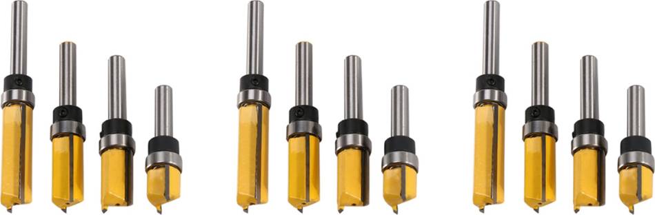 Spactz 12Pcs Flush Trim Router Bits Top Bearing Router Bit 1/4 Inch Straight Pattern Template Router Bit