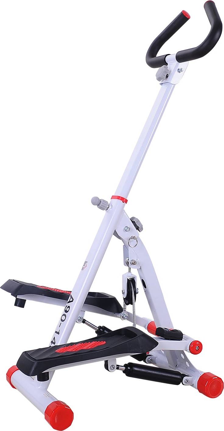 Homcom Foldable Stepper Adjustable Step Machine w/ Handlebar LCD Display Red TJ Hughes