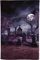 Warren Reed Moonlit Cemetery Tea Kitchen Towel Purple