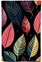 Warren Reed Colourful Leaves Pattern Tea Kitchen Towel Pink