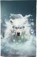 Warren Reed Wolf Tea Kitchen Towel White