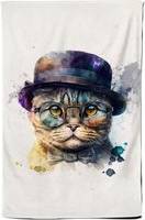 Warren Reed Scottish Fold Cat With Splashart Tea Kitchen Towel Multicolour