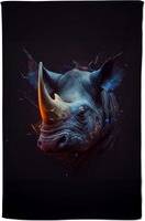 Warren Reed Rhino Face Splashart Tea Kitchen Towel Multicolour, Grey